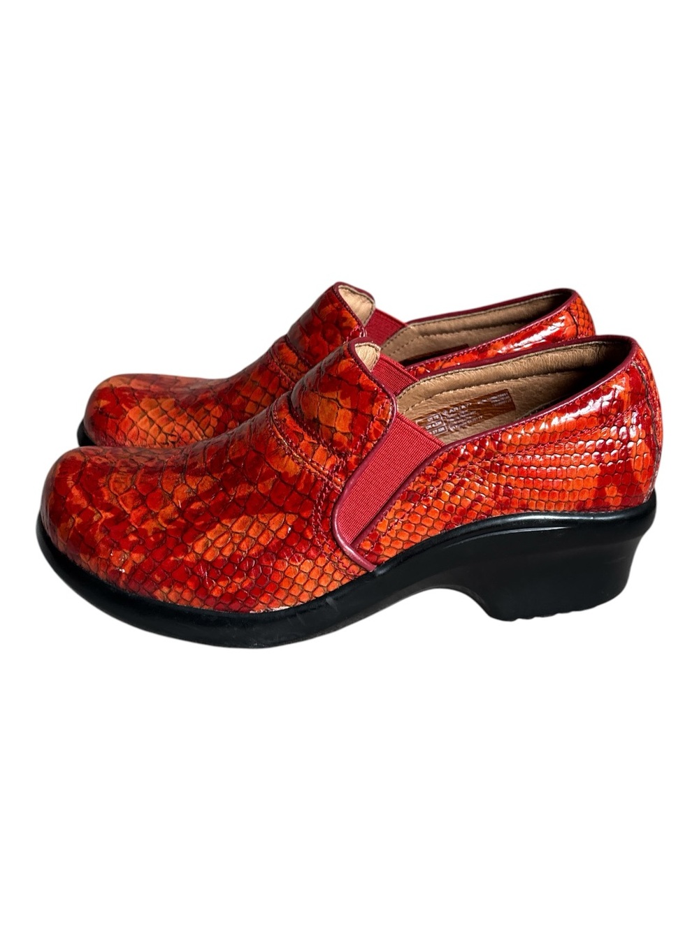 Ariat Women's Red Leather Snakeskin Embossed Slip-On Comfort Clogs